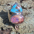 Sz. 6 Australian Boulder Opal and Golden Hills Turquoise Ring