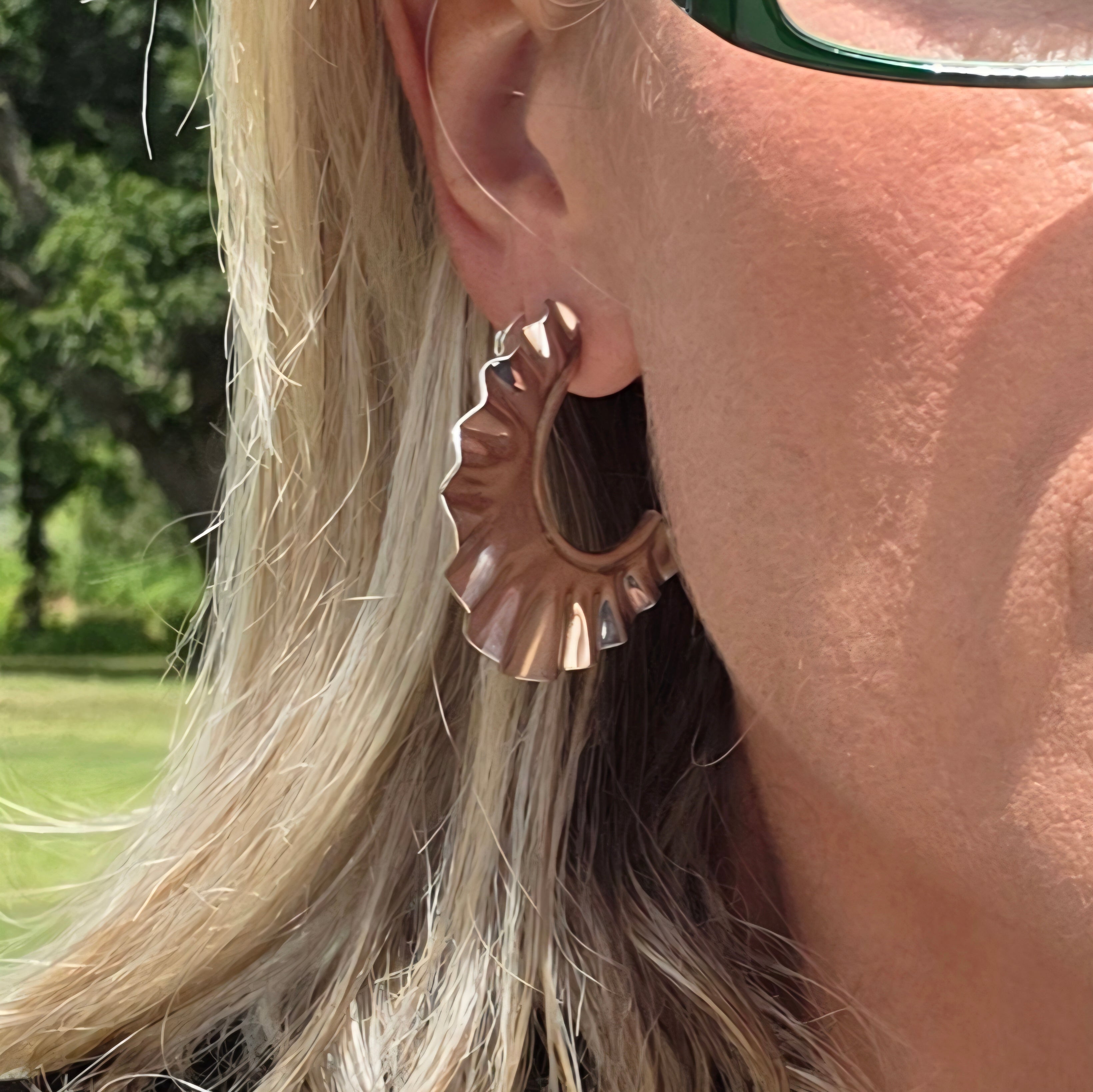 Wavy Sterling Silver Handmade Hoop Earrings