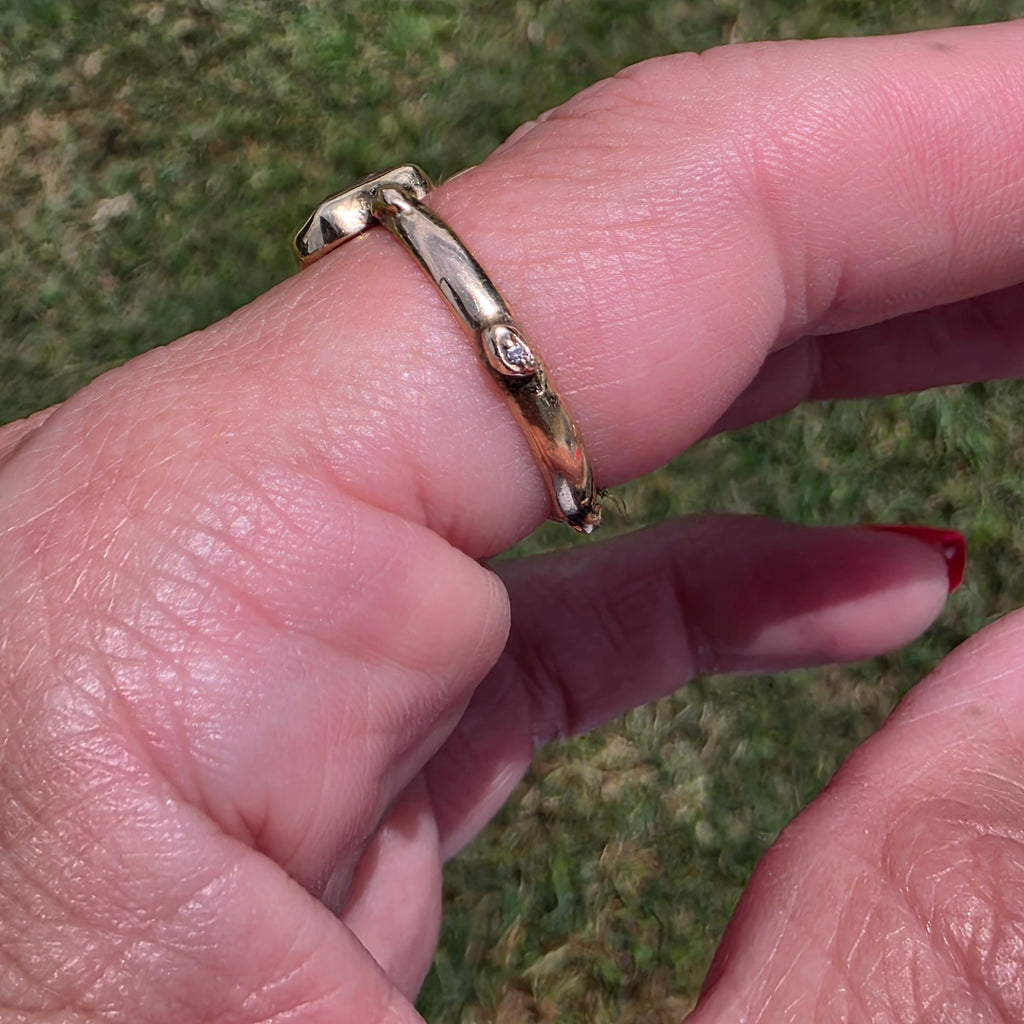 14k Gold and 1.07ct Salt and Pepper Diamond Snake Ring