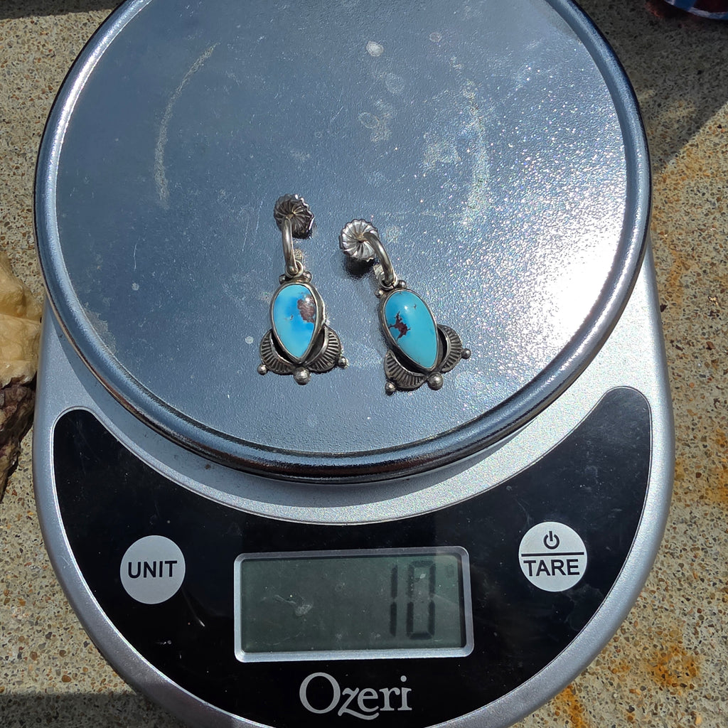 Golden Hills Lavender Turquoise charm earrings with stamped details