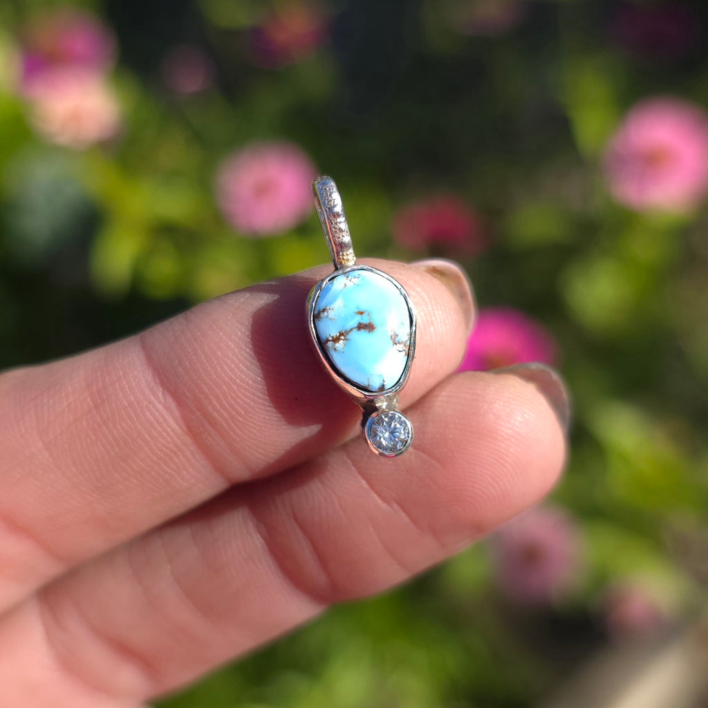 #4 Golden Hills Lavender Tiny Turquoise and CZ Pendant