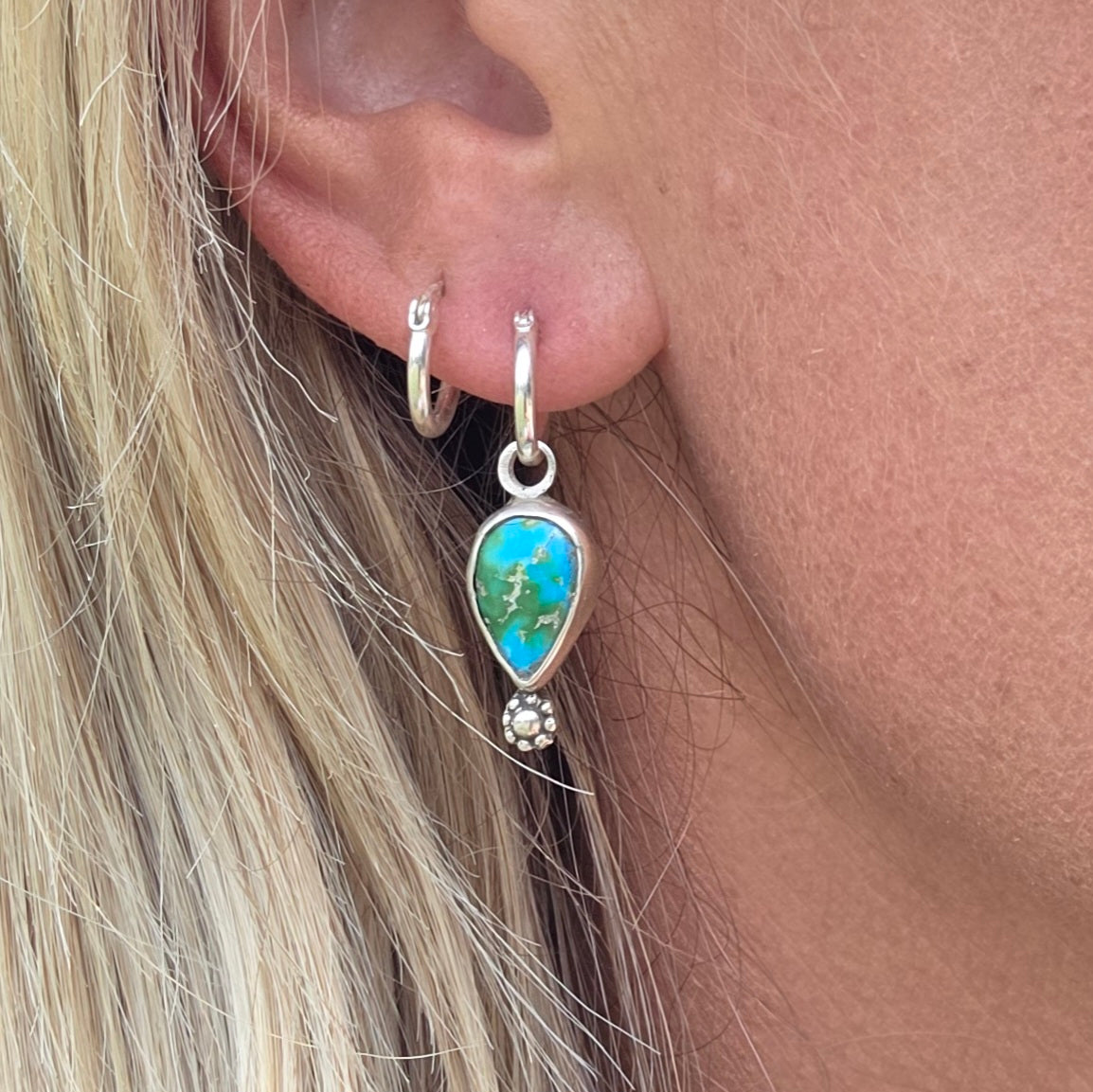 Sonoran Gold Turquoise charm earrings with Bead details