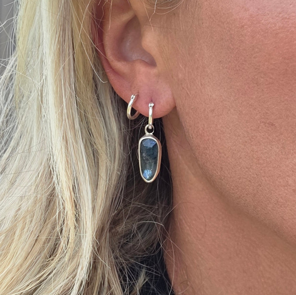 Rosecut Blue Kyanite Charm Earrings