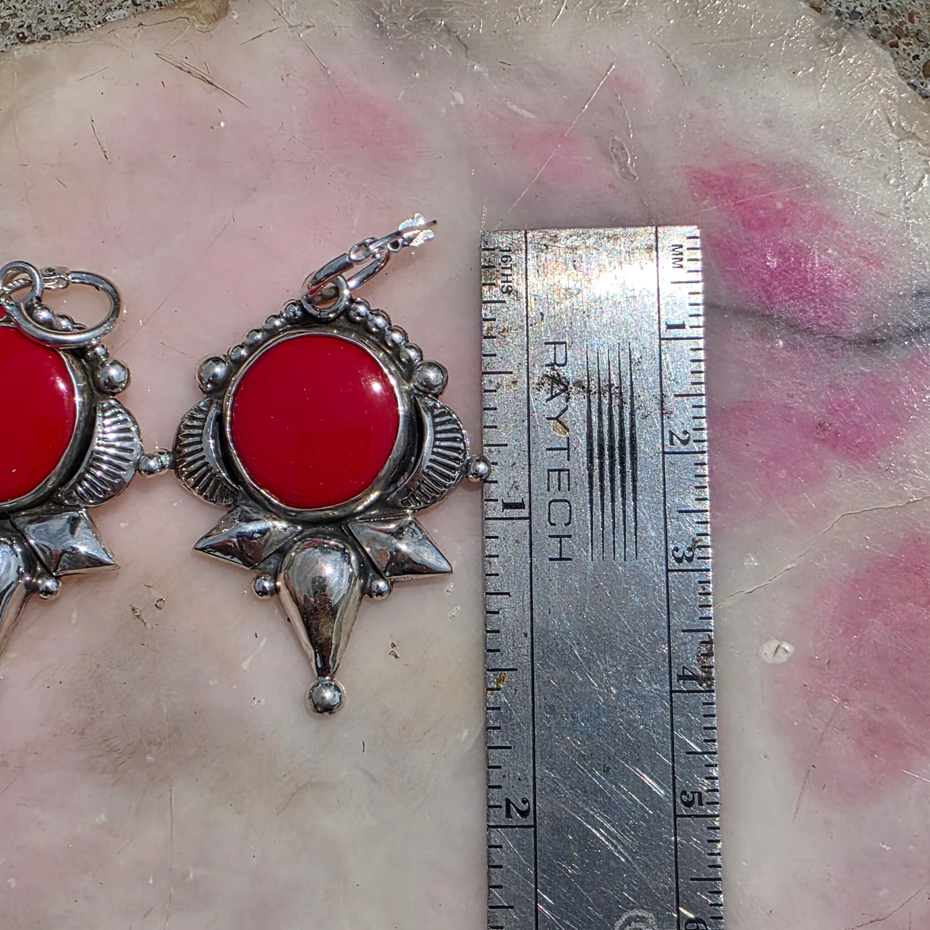 Candy Red Rosarita and Sterling Earrings