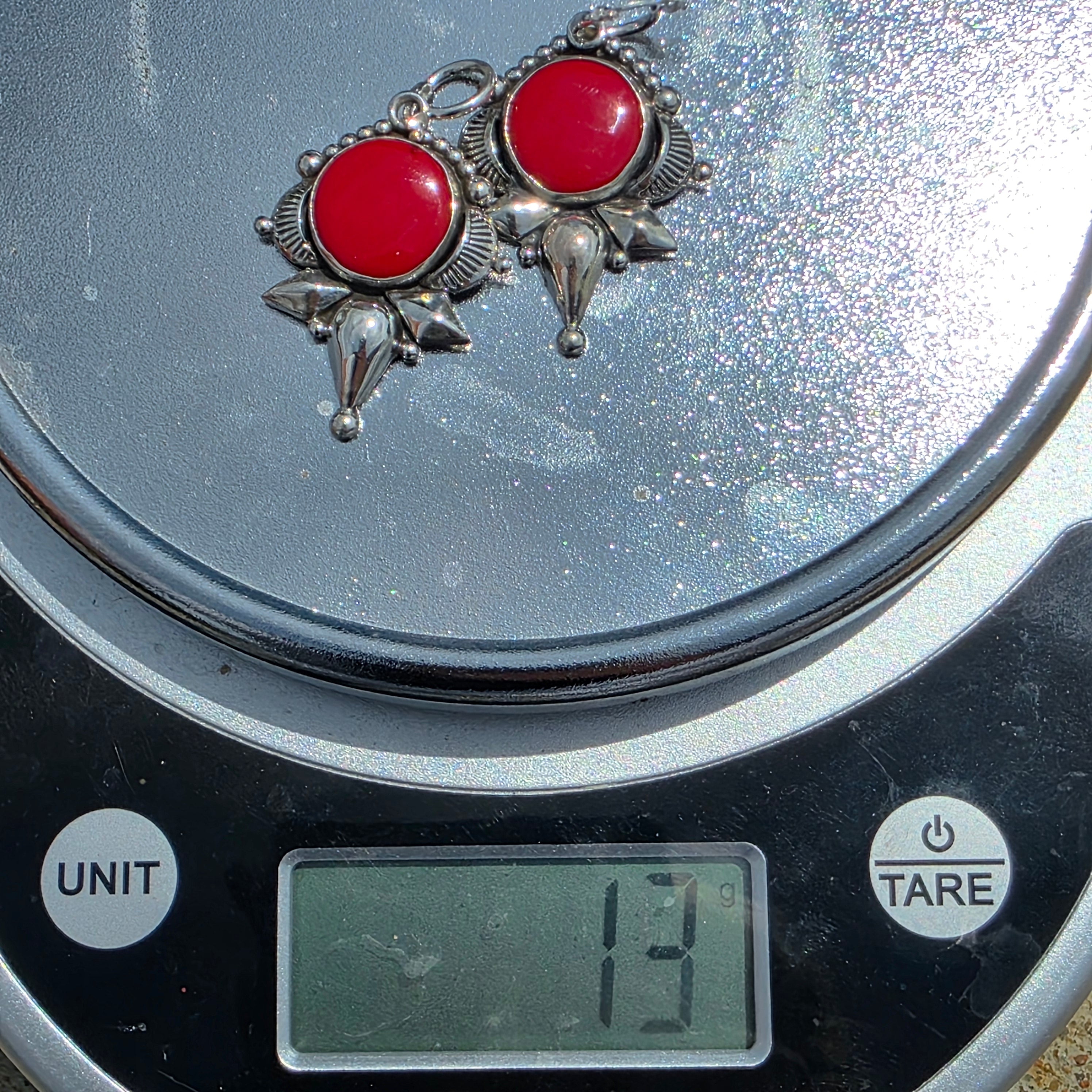 Candy Red Rosarita and Sterling Earrings