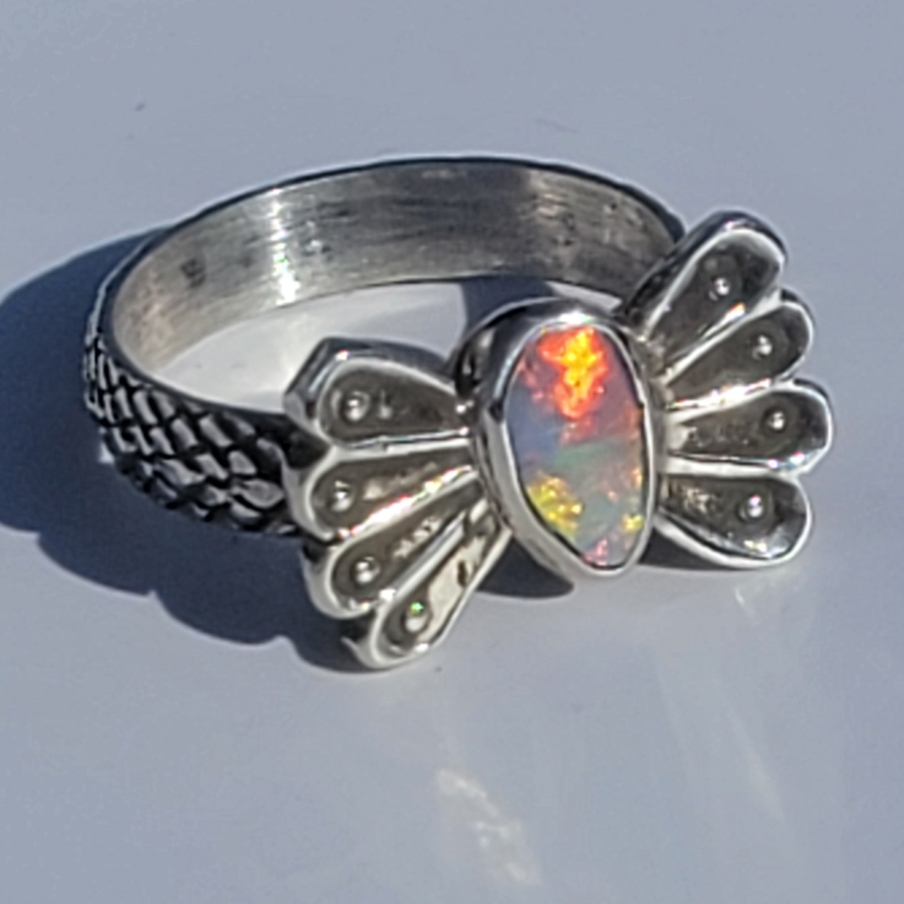 Sz 5.75  Australian Opal Butterfly Ring