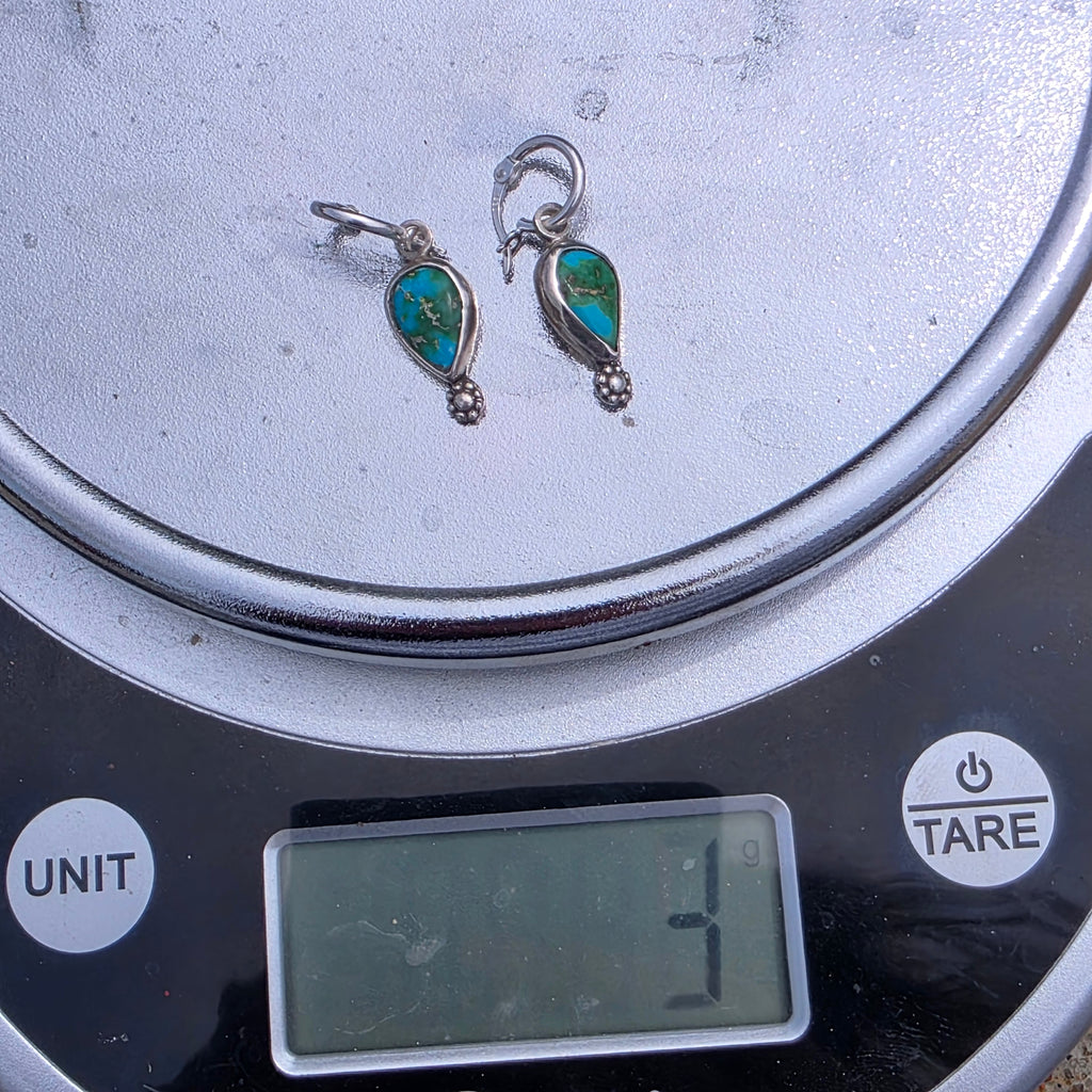 Sonoran Gold Turquoise charm earrings with Bead details