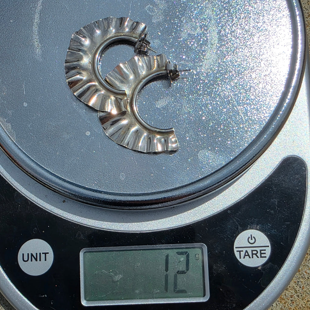 Wavy Sterling Silver Handmade Hoop Earrings