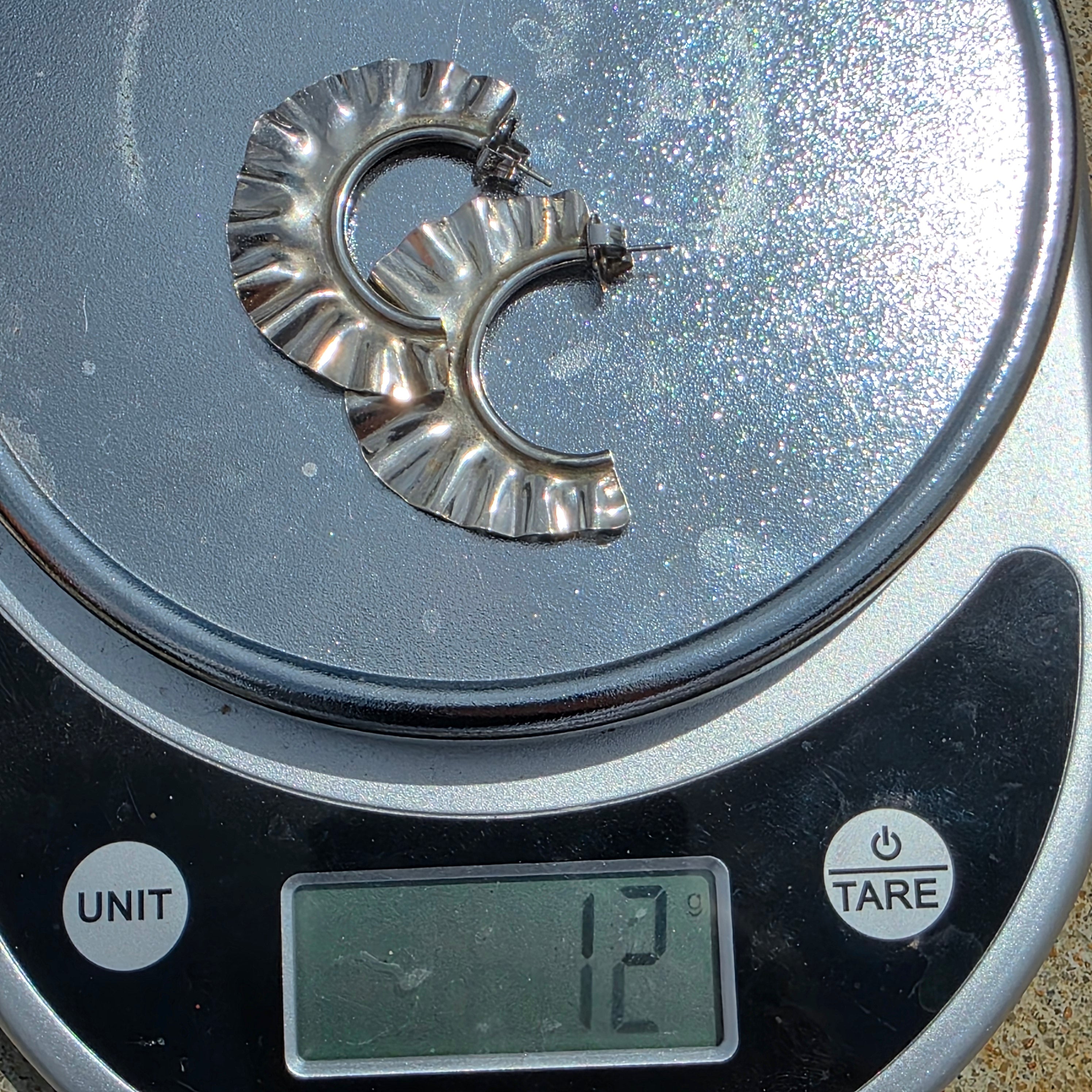 Wavy Sterling Silver Handmade Hoop Earrings