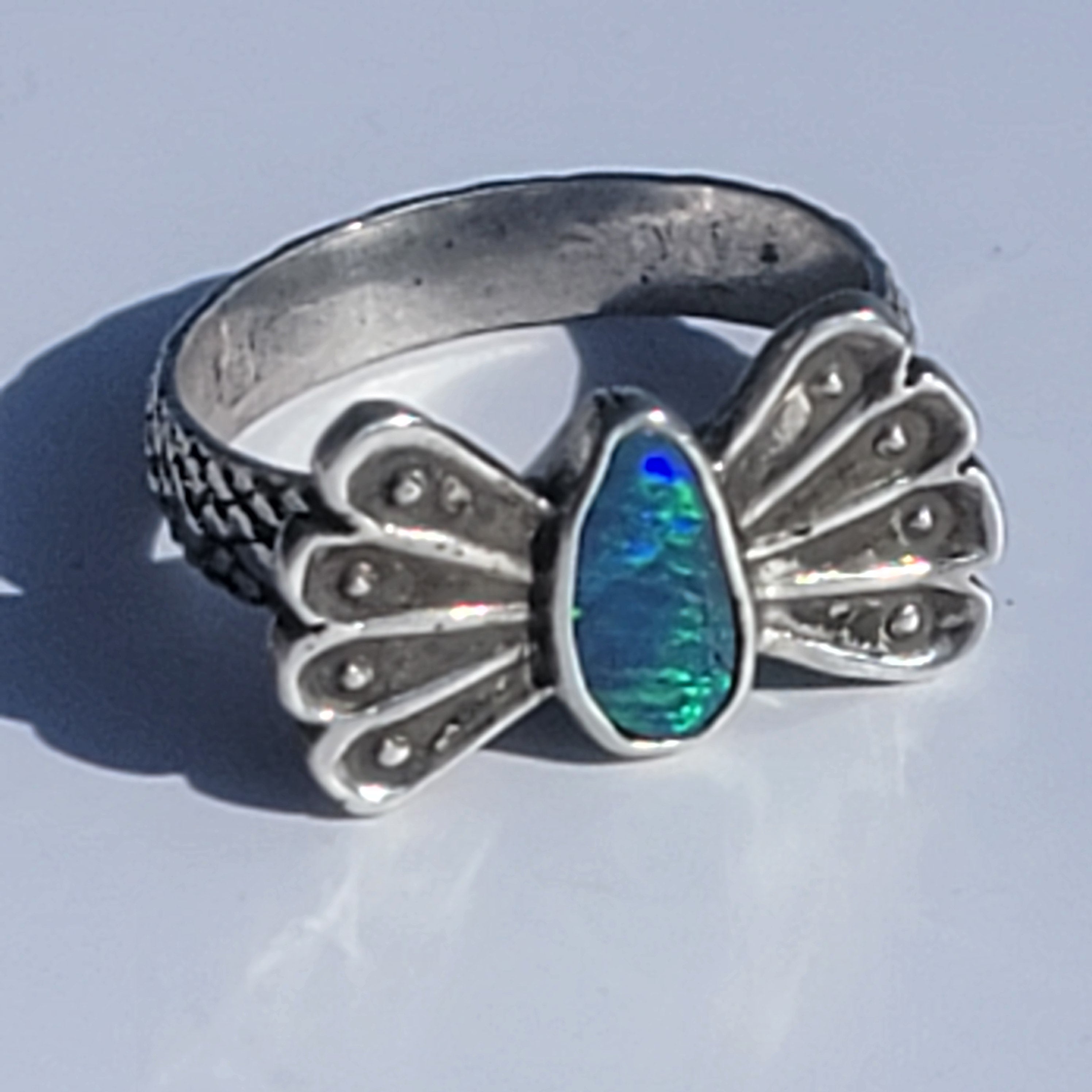 Sz 6.25  Australian Opal Butterfly Ring