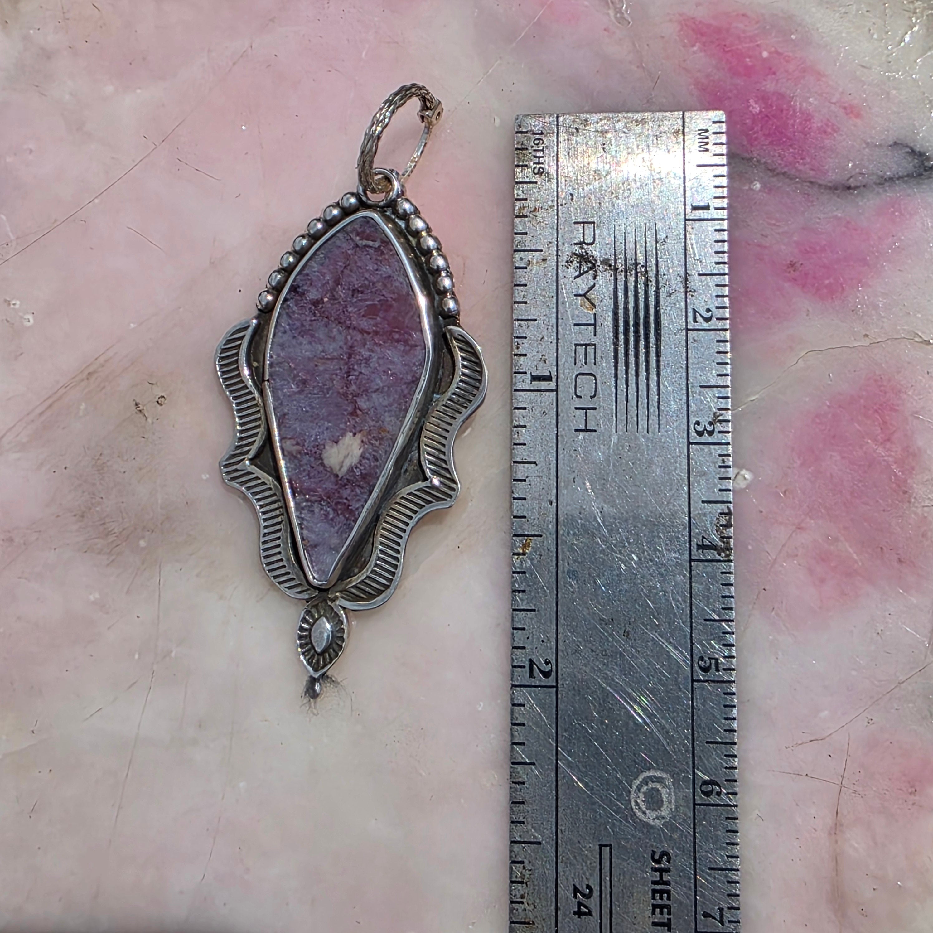 Lepidolite and Stamped Sterling Earrings