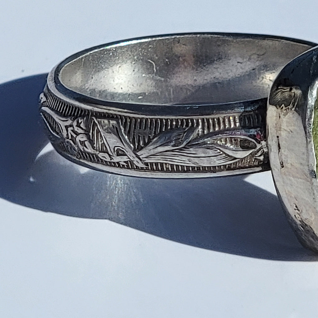 Sz. 8 Watermelon Tourmaline Ring with floral band