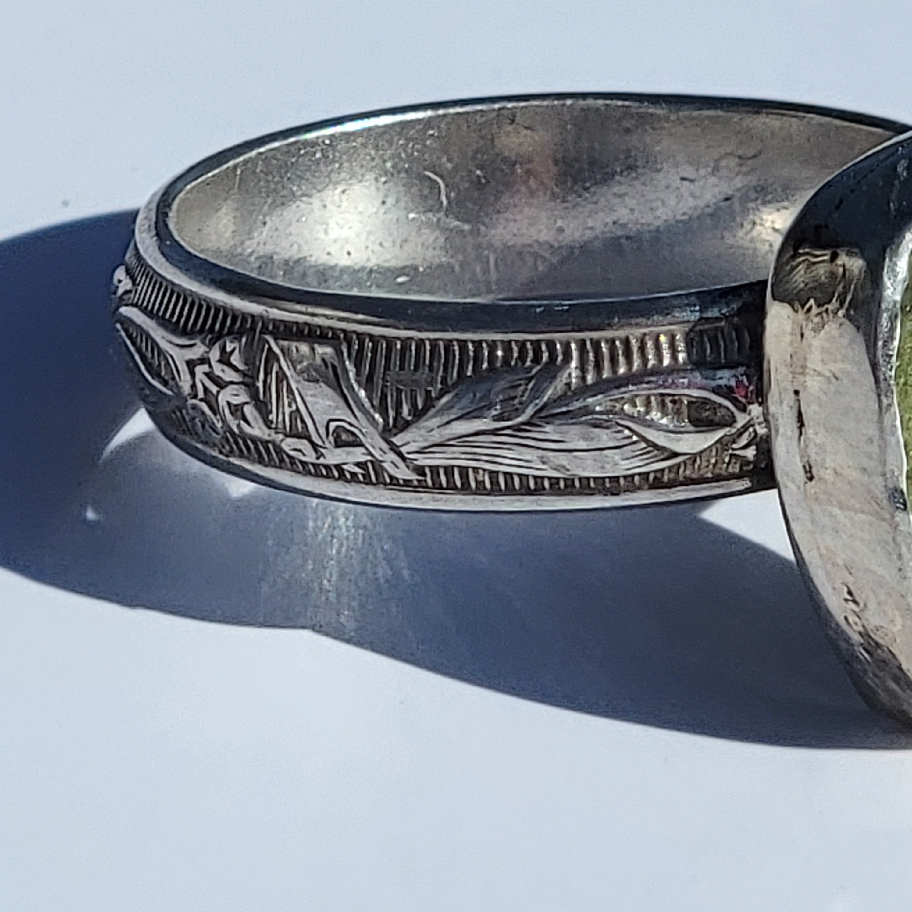 Sz. 8 Watermelon Tourmaline Ring with floral band