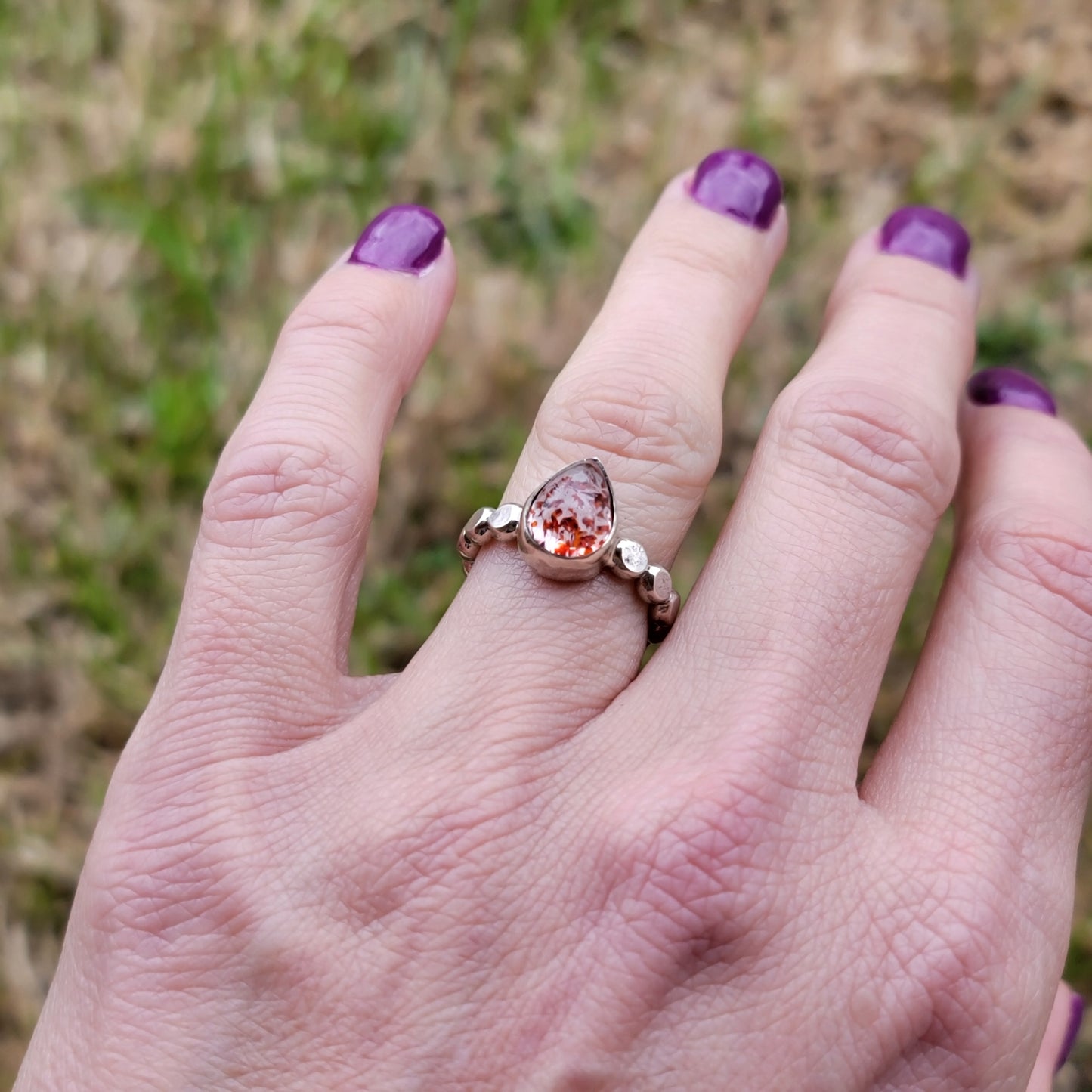 Sz. 5.75 Lepidolite in Quartz and sterling ring