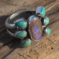 Sz. 7.5 Australian Opal and Royston Turquoise Ring