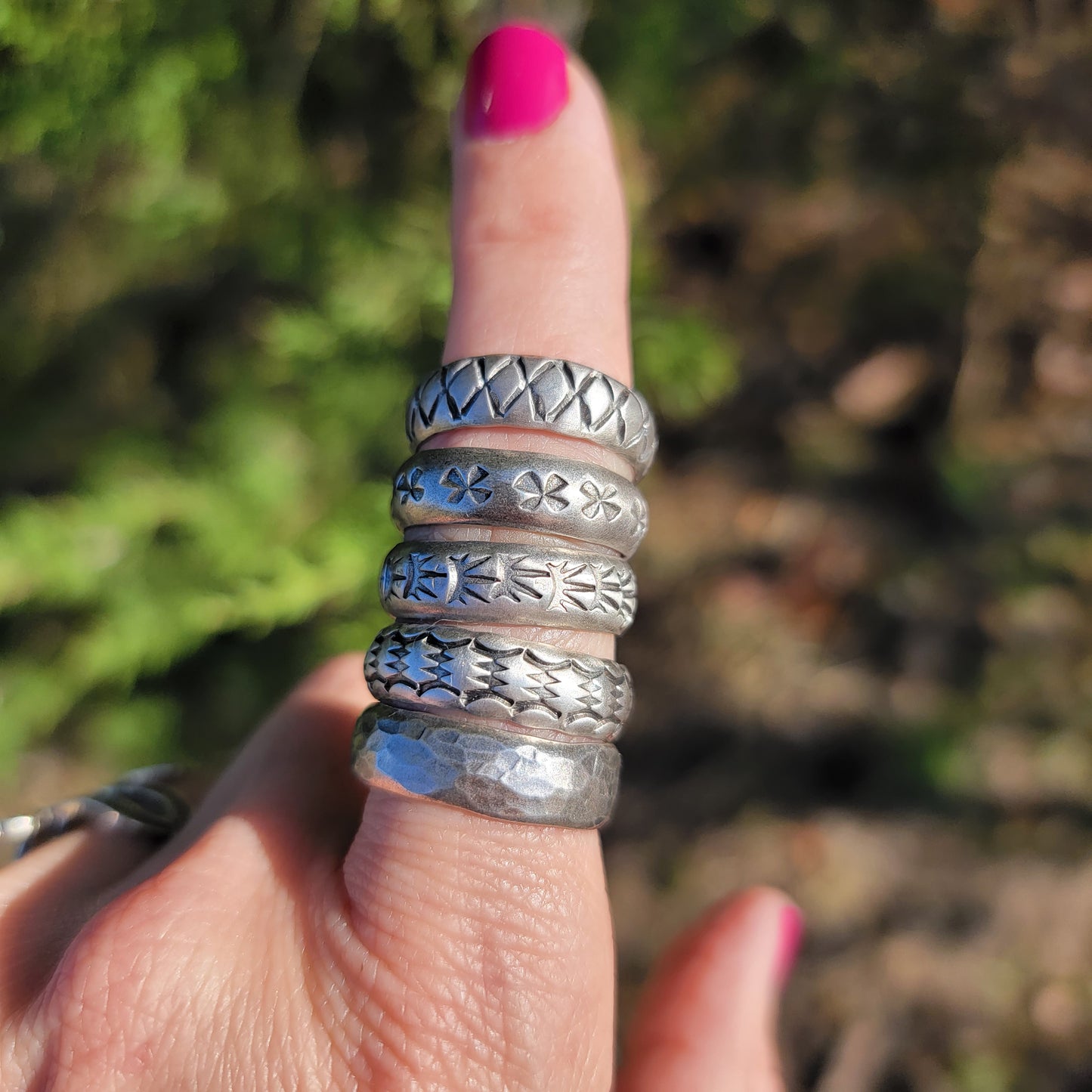 Wide Stamped Sterling Band