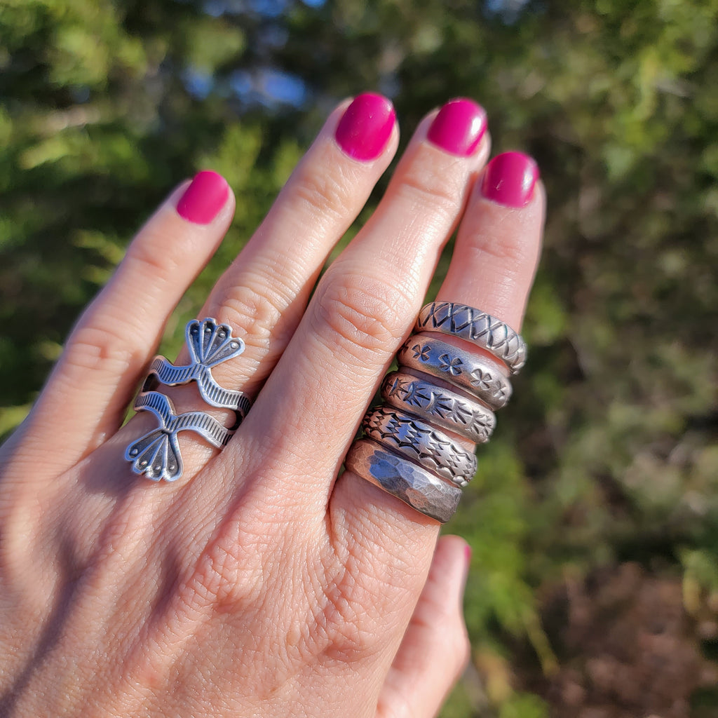 Wide Stamped Sterling Band