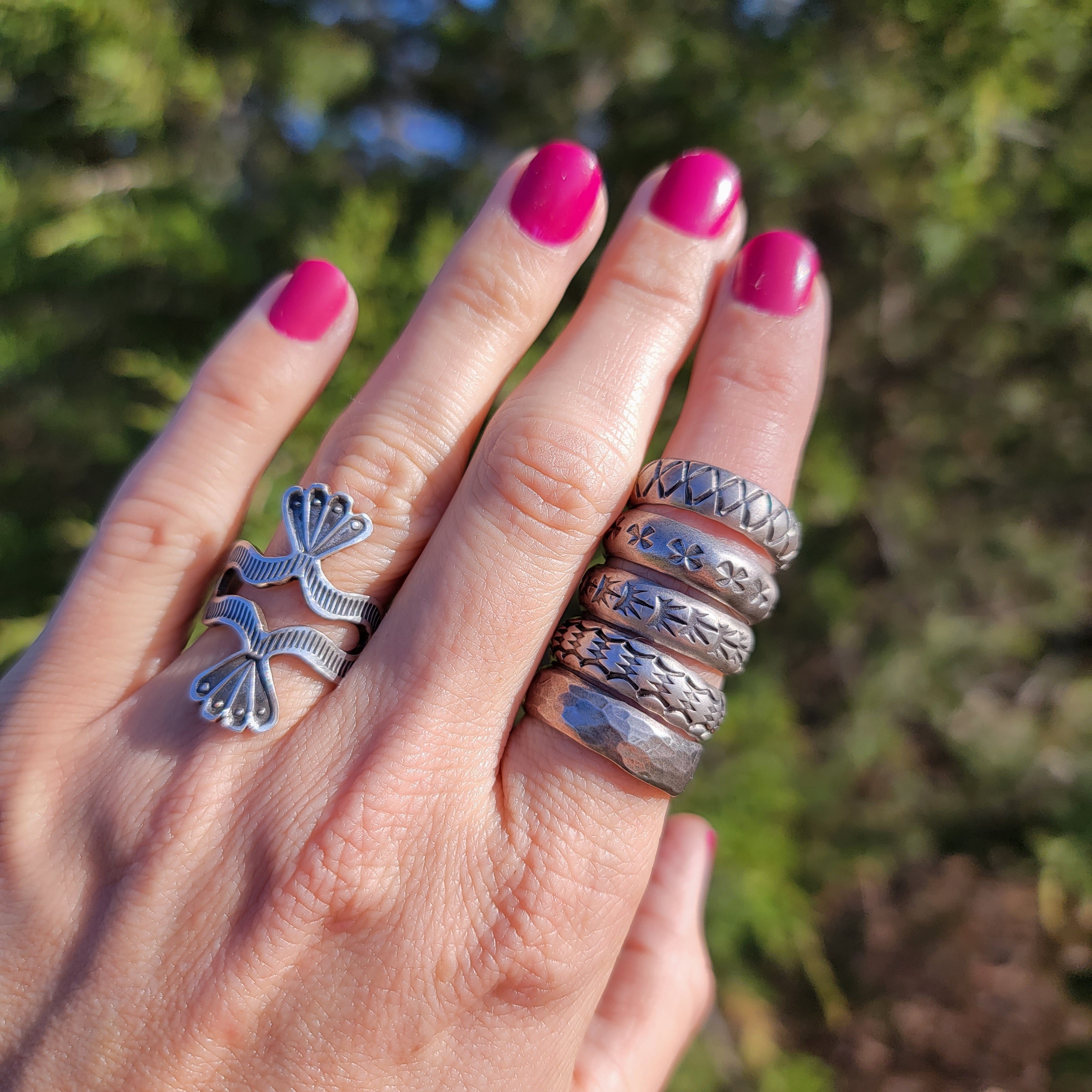 Wide Stamped Sterling Band