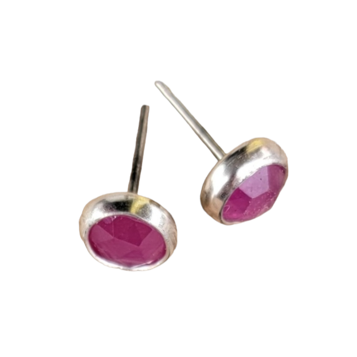 Rosecut Pink Sapphire and Sterling studs